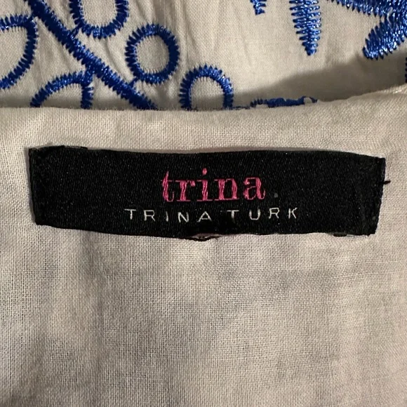 Trina Turk Embroidered Eyelet Off The Shoulder Tank Dress - Picture 12 of 14